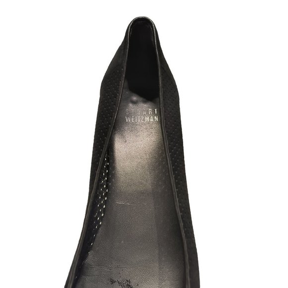 Stuart Weitzman Women Kitten Heel Pump Black suede Squared Toe 8.5M‎ - Picture 9 of 14